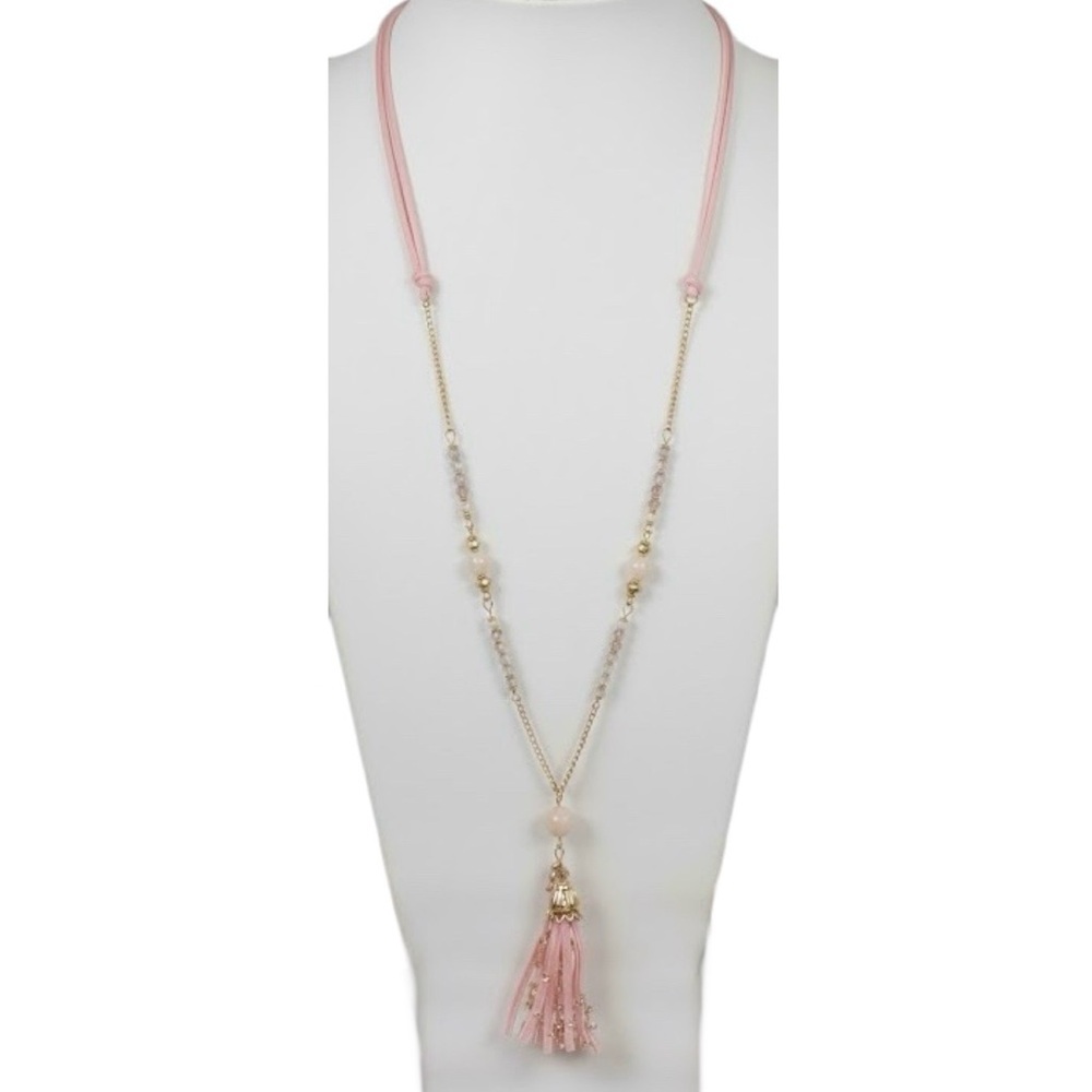 Viola Pink Tassel/Beads Necklace (NWOT)